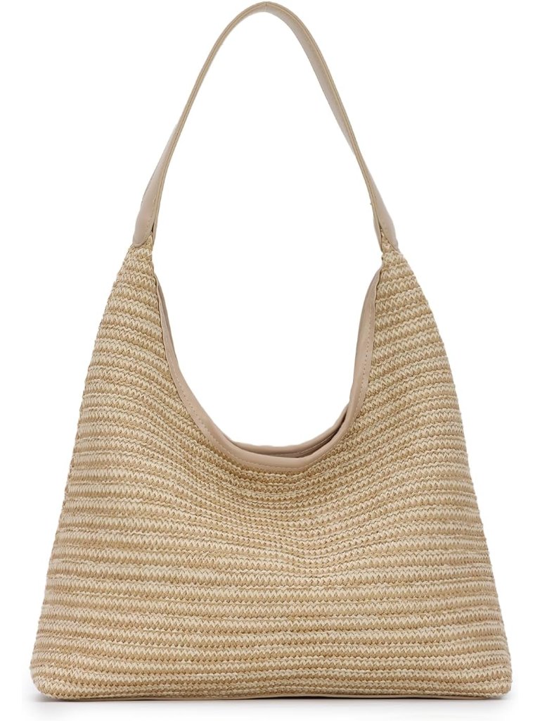 Women Summer Beach Bag Straw Bucket Tote Handbag Woven Vacation Purse